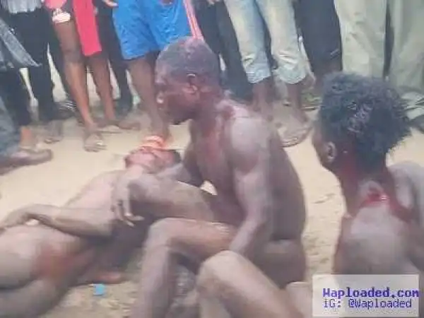 Photos: Five men beaten up for allegedly raping an 8-year-old girl in Imo
